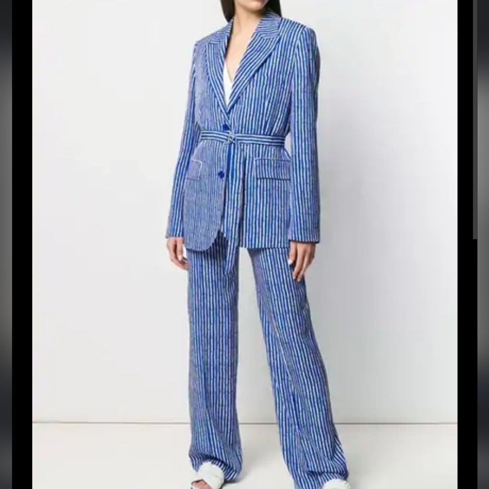 Christian Wijnants Pelma Bamboo Pant Suit Belted Blazer Trousers Sz4